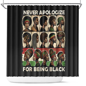 Never Apologize for Being Black Shower Curtain African Pride