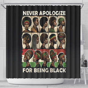 Never Apologize for Being Black Shower Curtain African Pride