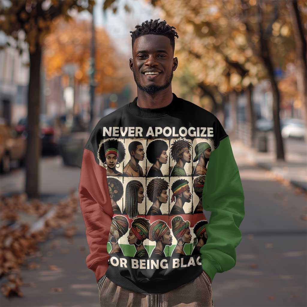 Never Apologize for Being Black Sweatshirt African Pride