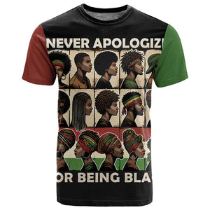 Never Apologize for Being Black T shirt African Pride