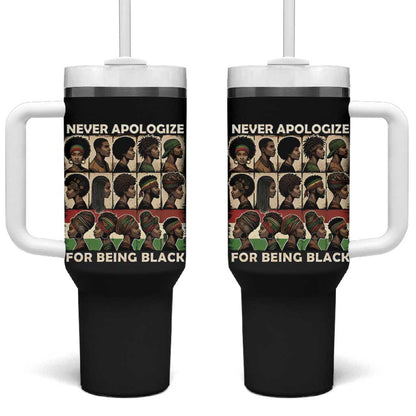 Never Apologize for Being Black Tumbler With Handle African Pride