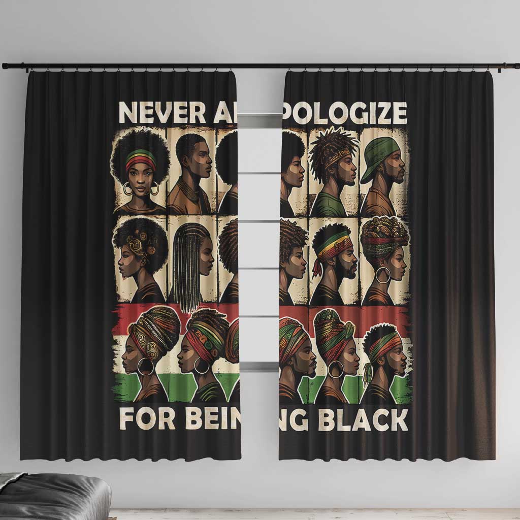 Never Apologize for Being Black Window Curtain African Pride