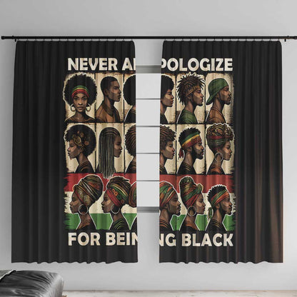 Never Apologize for Being Black Window Curtain African Pride