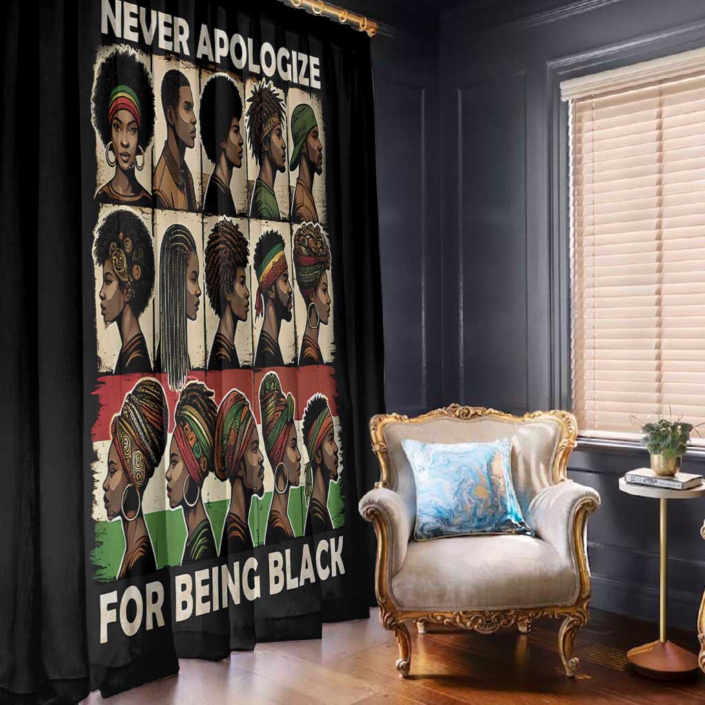 Never Apologize for Being Black Window Curtain African Pride