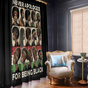 Never Apologize for Being Black Window Curtain African Pride