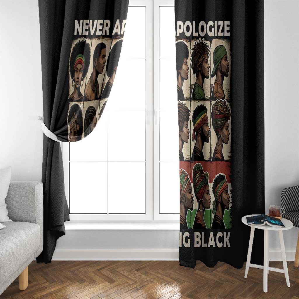 Never Apologize for Being Black Window Curtain African Pride