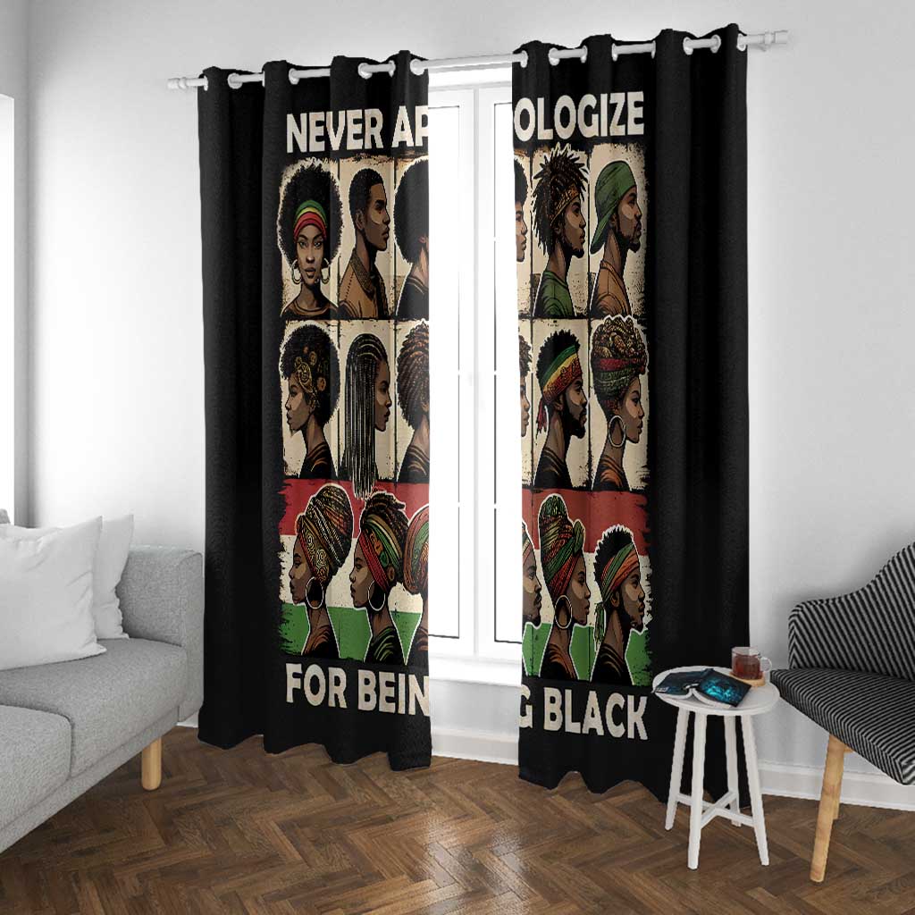 Never Apologize for Being Black Window Curtain African Pride