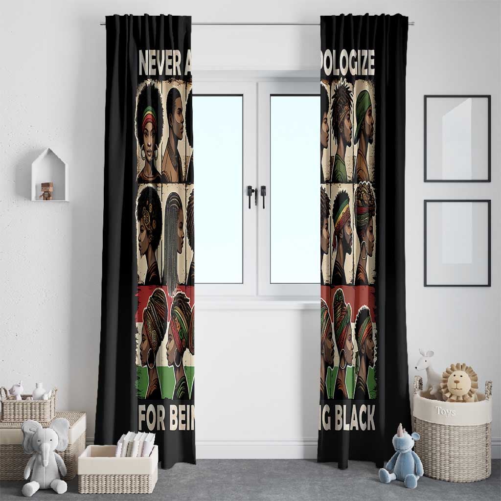 Never Apologize for Being Black Window Curtain African Pride