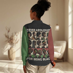 Never Apologize for Being Black Women Casual Shirt African Pride DT03