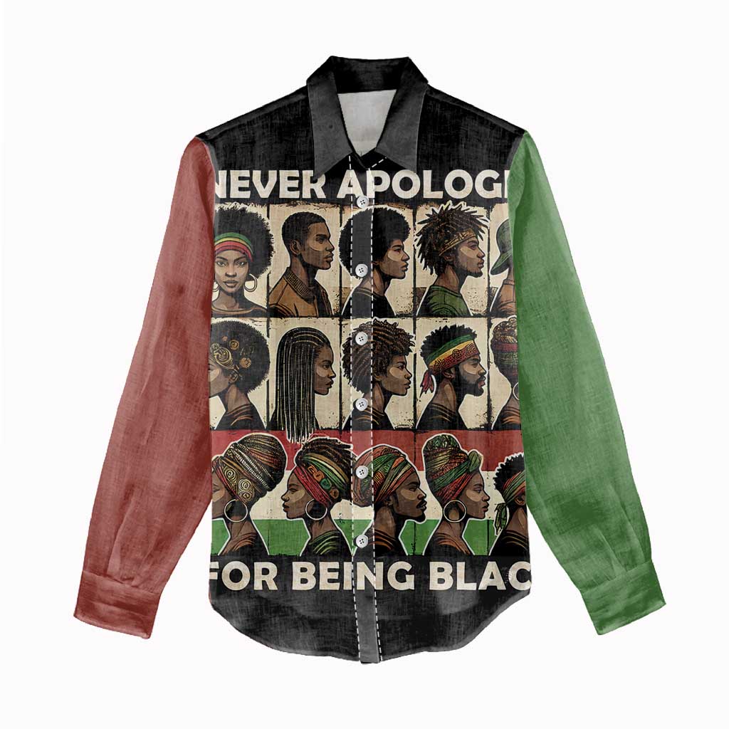 Never Apologize for Being Black Women Casual Shirt African Pride DT03