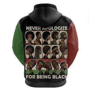 Never Apologize for Being Black Zip Hoodie African Pride
