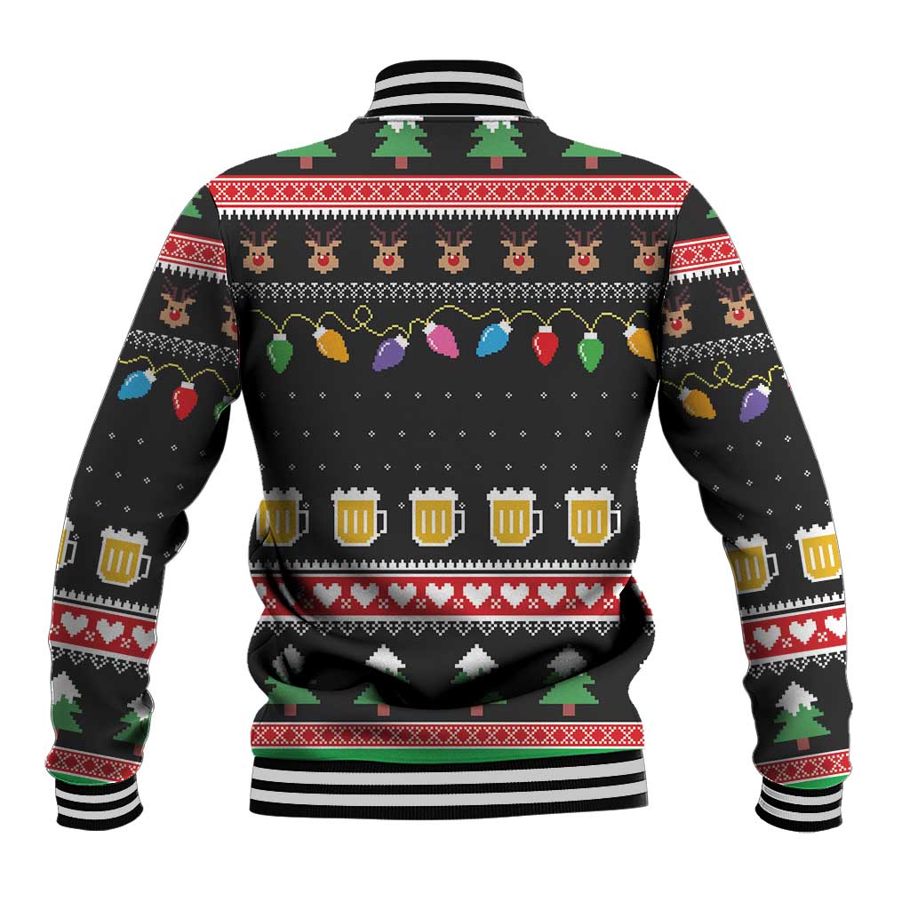 Ho Ho Ho Hold My Beer Santa Afro Baseball Jacket Christmas Beer