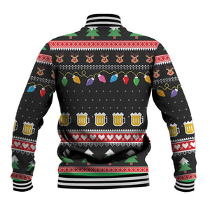 Ho Ho Ho Hold My Beer Santa Afro Baseball Jacket Christmas Beer