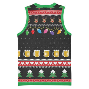 Ho Ho Ho Hold My Beer Santa Afro Basketball Jersey Christmas Beer - African Pride