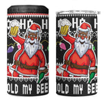 Ho Ho Ho Hold My Beer Santa Afro 4 in 1 Can Cooler Tumbler Christmas Beer