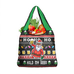 Ho Ho Ho Hold My Beer Santa Afro Grocery Bag Christmas Beer