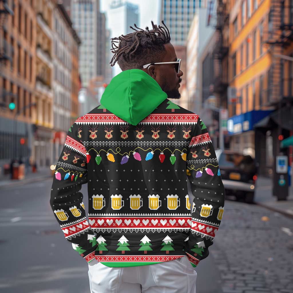 Ho Ho Ho Hold My Beer Santa Afro Hoodie Christmas Beer