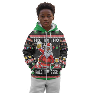 Ho Ho Ho Hold My Beer Santa Afro Kid Hoodie Christmas Beer