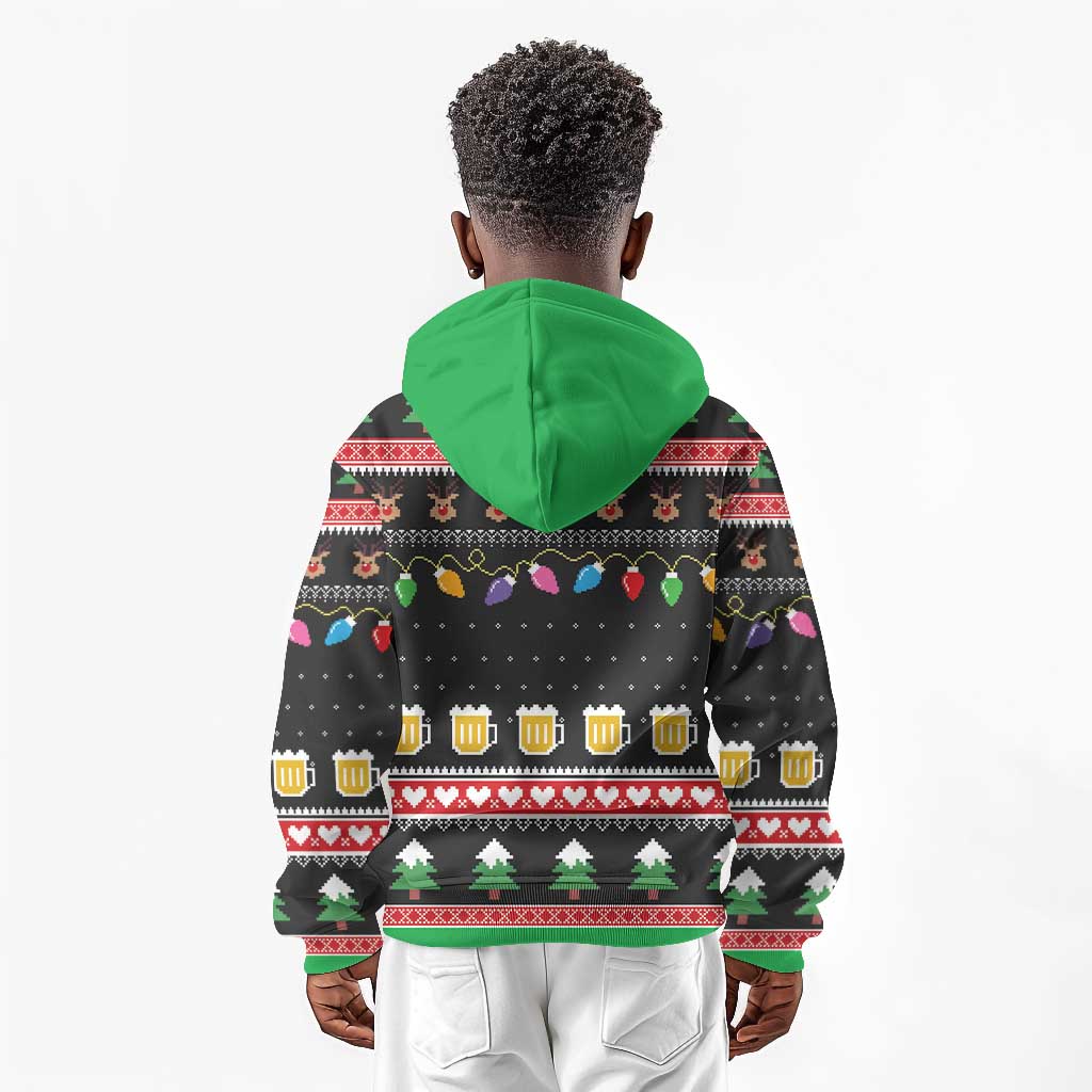 Ho Ho Ho Hold My Beer Santa Afro Kid Hoodie Christmas Beer