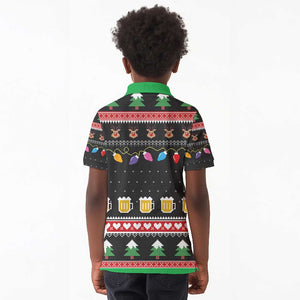 Ho Ho Ho Hold My Beer Santa Afro Kid Polo Shirt Christmas Beer