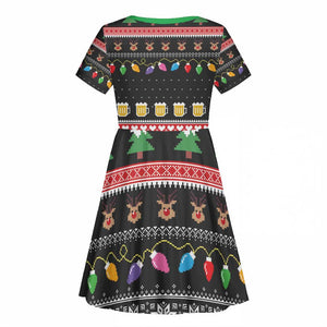 Ho Ho Ho Hold My Beer Santa Afro Kid Short Sleeve Dress Christmas Beer