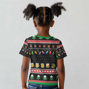 Ho Ho Ho Hold My Beer Santa Afro Kid T shirt Christmas Beer