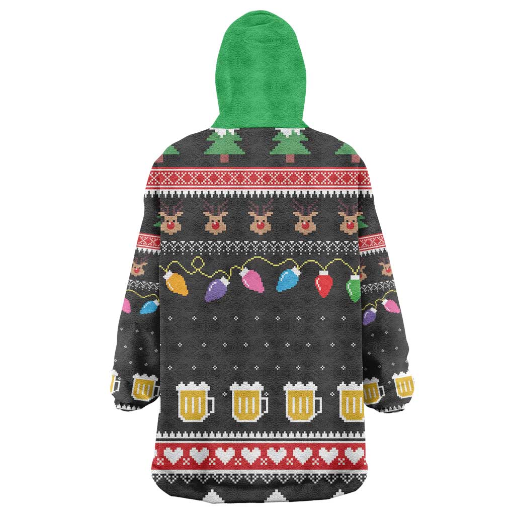 Ho Ho Ho Hold My Beer Santa Afro Kid Wearable Blanket Hoodie Christmas Beer