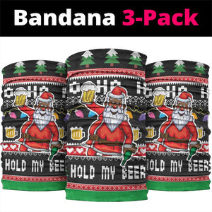 Ho Ho Ho Hold My Beer Santa Afro Neck Gaiter Christmas Beer DT03