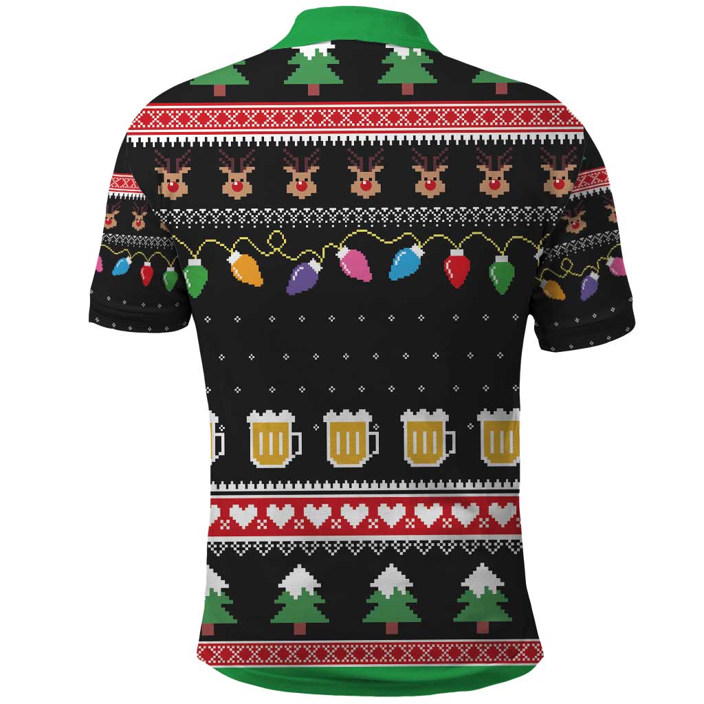 Ho Ho Ho Hold My Beer Santa Afro Polo Shirt Christmas Beer