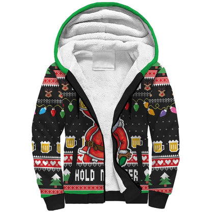 Ho Ho Ho Hold My Beer Santa Afro Sherpa Hoodie Christmas Beer