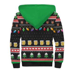 Ho Ho Ho Hold My Beer Santa Afro Sherpa Hoodie Christmas Beer