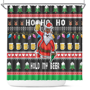 Ho Ho Ho Hold My Beer Santa Afro Shower Curtain Christmas Beer