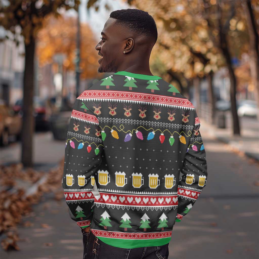 Ho Ho Ho Hold My Beer Santa Afro Sweatshirt Christmas Beer