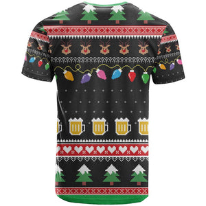 Ho Ho Ho Hold My Beer Santa Afro T shirt Christmas Beer