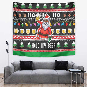 Ho Ho Ho Hold My Beer Santa Afro Tapestry Christmas Beer