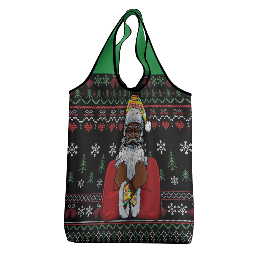 Santa Claus African Christmas Grocery Bag Traditional Costume
