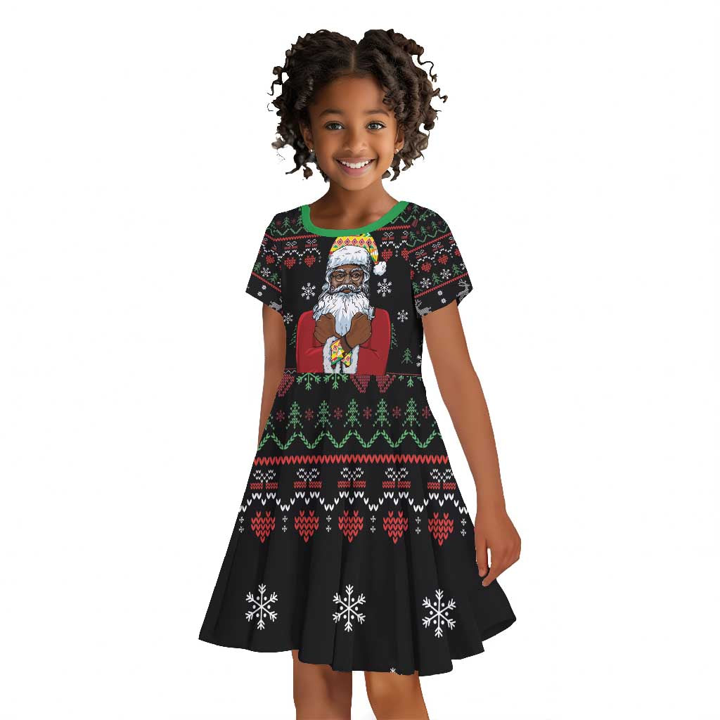 Santa Claus African Christmas Kid Short Sleeve Dress Traditional Costume
