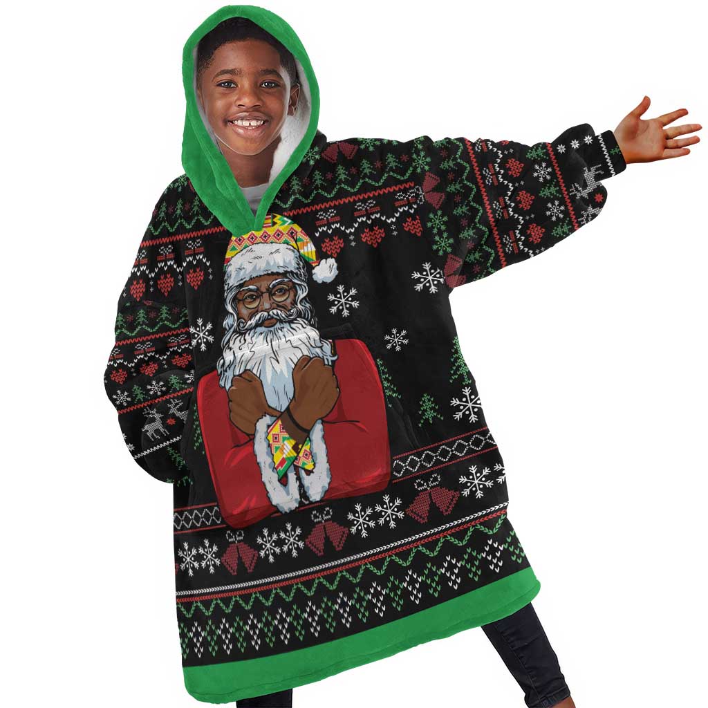 Santa Claus African Christmas Kid Wearable Blanket Hoodie Traditional Costume