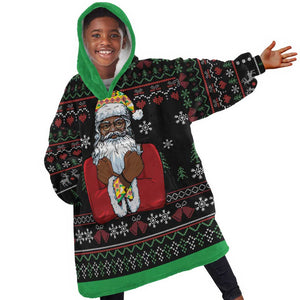 Santa Claus African Christmas Kid Wearable Blanket Hoodie Traditional Costume