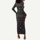Santa Claus African Christmas Long Sleeve Bodycon Dress Traditional Costume DT03
