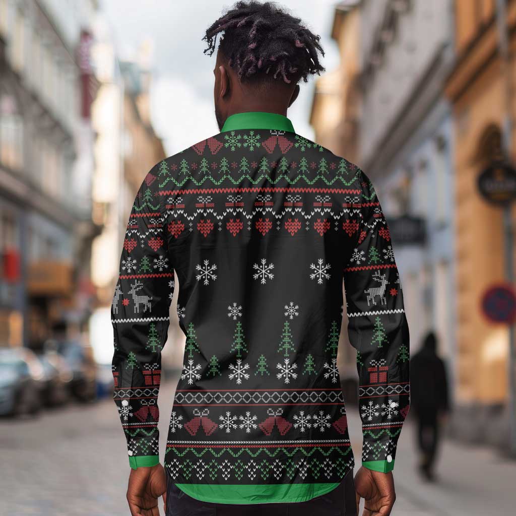 Santa Claus African Christmas Long Sleeve Button Shirt Traditional Costume