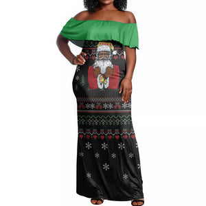 Santa Claus African Christmas Off Shoulder Maxi Dress Traditional Costume
