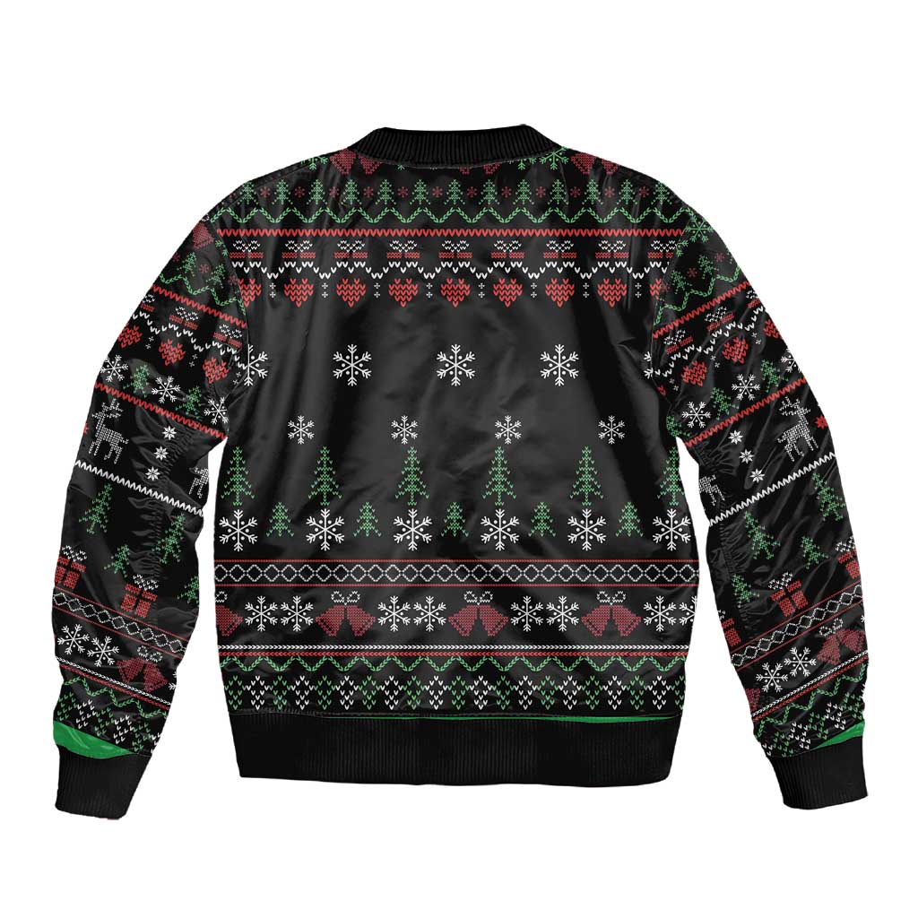 Santa Claus African Christmas Sleeve Zip Bomber Jacket Traditional Costume
