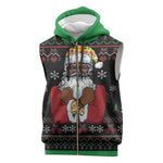 Santa Claus African Christmas Sleeveless Zip Hoodie Traditional Costume - African Pride