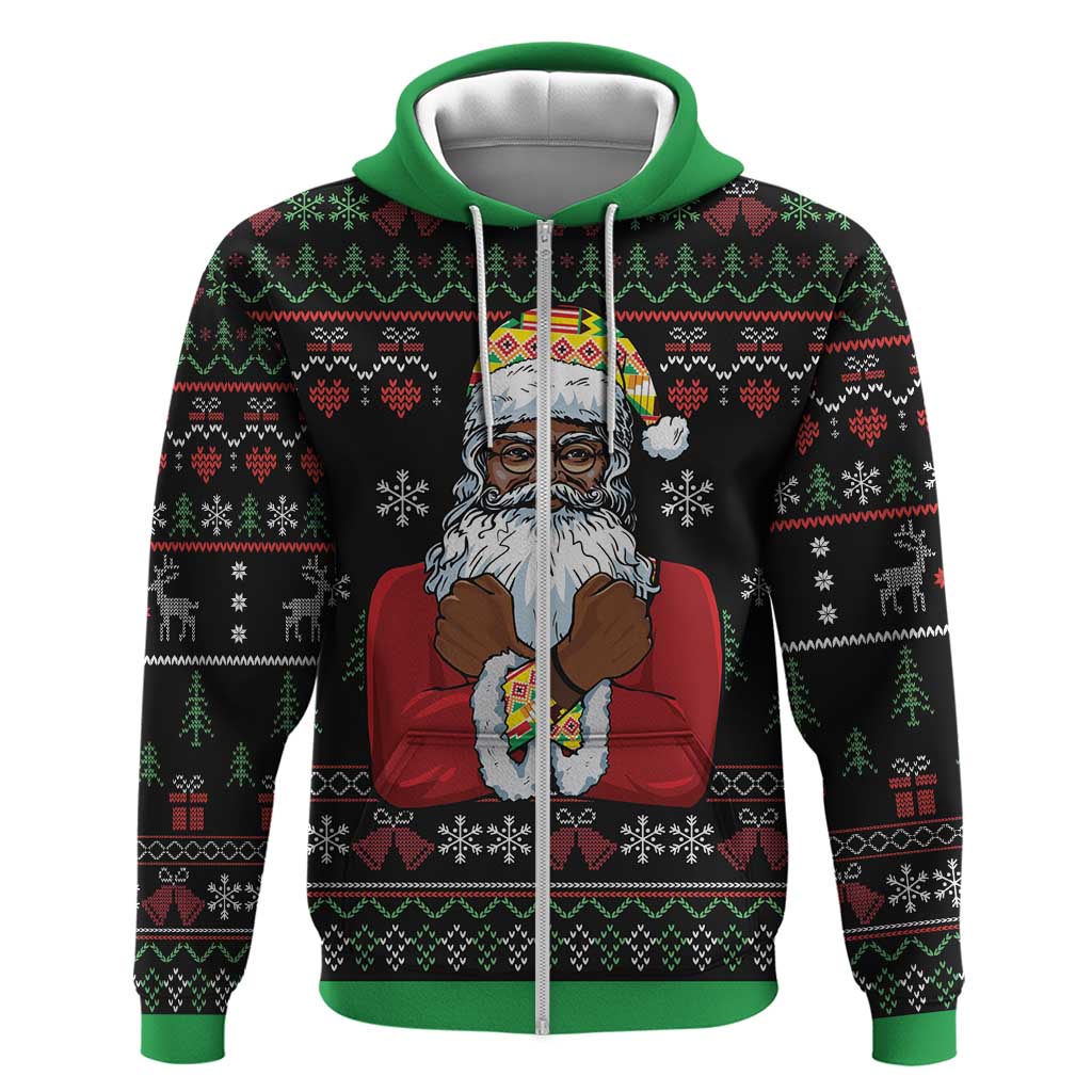 Santa Claus African Christmas Zip Hoodie Traditional Costume