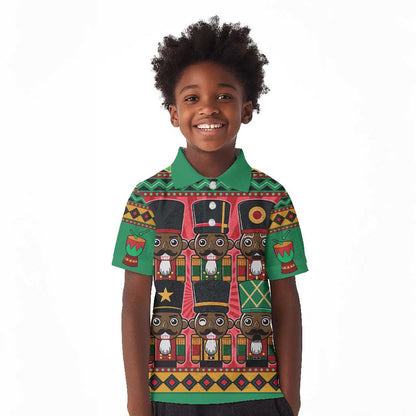 Black Nutcrackers Kid Polo Shirt Afro Christmas