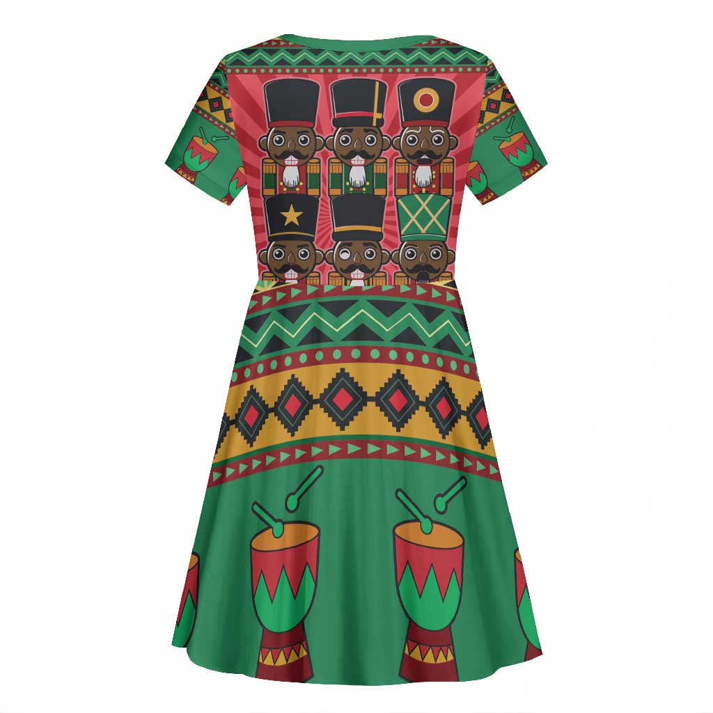 Black Nutcrackers Kid Short Sleeve Dress Afro Christmas
