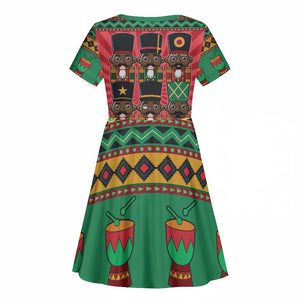 Black Nutcrackers Kid Short Sleeve Dress Afro Christmas
