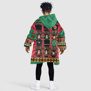 Black Nutcrackers Kid Wearable Blanket Hoodie Afro Christmas