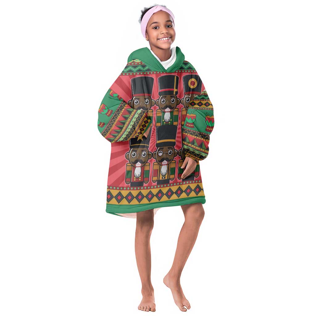 Black Nutcrackers Kid Wearable Blanket Hoodie Afro Christmas